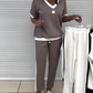 Women's Casual V-Neck Top and Pants Set