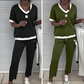 Women's Casual V-Neck Top and Pants Set