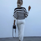👚Striped Knit 2-Piece Set – Long-Sleeve Top & Slim Dress, Soft & Figure-Flattering