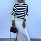 👚Striped Knit 2-Piece Set – Long-Sleeve Top & Slim Dress, Soft & Figure-Flattering