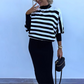 👚Striped Knit 2-Piece Set – Long-Sleeve Top & Slim Dress, Soft & Figure-Flattering