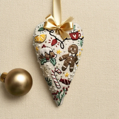 Heart-Shaped Hand Embroidered Christmas Kit