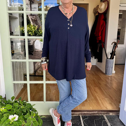 🍂 LAST DAY PROMOTION - 50%OFF💜Women's Buttoned V-Neck Long Sleeve Top