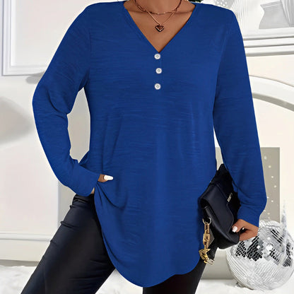 🍂 LAST DAY PROMOTION - 50%OFF💜Women's Buttoned V-Neck Long Sleeve Top