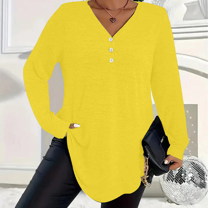 🍂 LAST DAY PROMOTION - 50%OFF💜Women's Buttoned V-Neck Long Sleeve Top