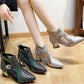 Vintage Mesh Design Chunky Heel Ankle Boots