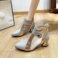 Vintage Mesh Design Chunky Heel Ankle Boots