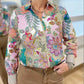 Women's Floral Print Lapel Long Sleeve Blouse