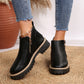 🔥Women's Fashionable Black PU Leather Ankle Boots