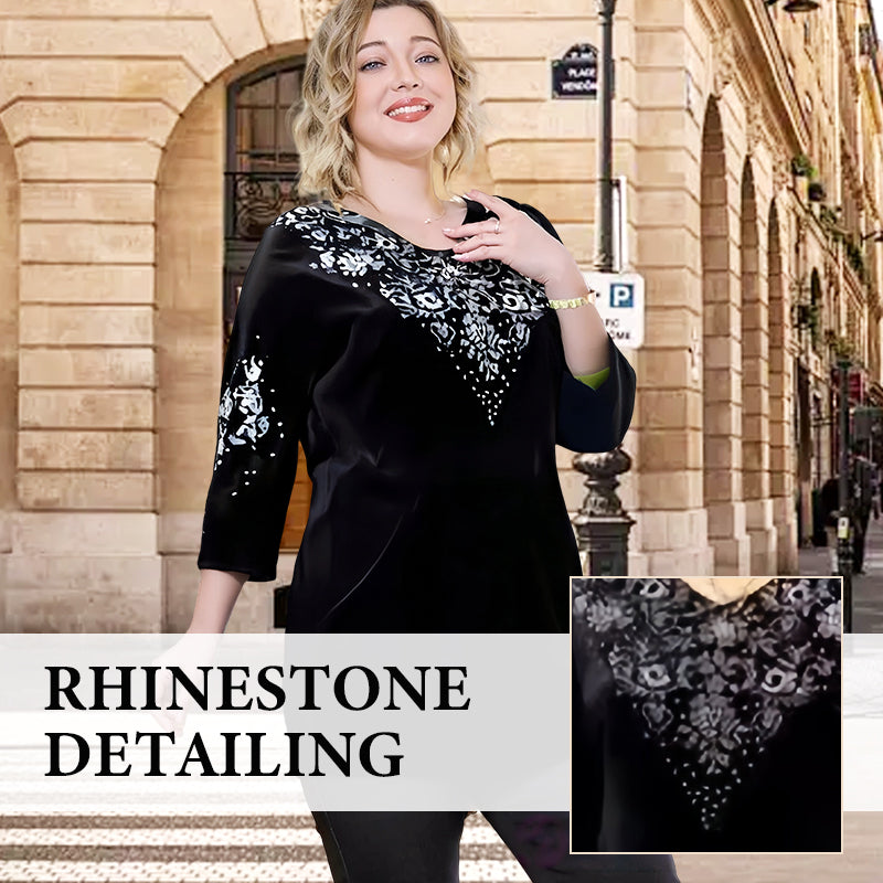 🔥Women's Velvet Rhinestone Top & Pants Set
