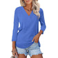 👚Women's 3/4 Sleeve V Neck Solid Color Top👚 - Timeless Chic, Effortless Style! 🌟