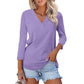 👚Women's 3/4 Sleeve V Neck Solid Color Top👚 - Timeless Chic, Effortless Style! 🌟
