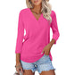 👚Women's 3/4 Sleeve V Neck Solid Color Top👚 - Timeless Chic, Effortless Style! 🌟