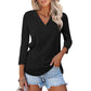 👚Women's 3/4 Sleeve V Neck Solid Color Top👚 - Timeless Chic, Effortless Style! 🌟