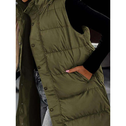 🔥HOT SALE 49% OFF🔥 Women's Long Puffer Vest | Quilted Hood & Button Closure ❄️