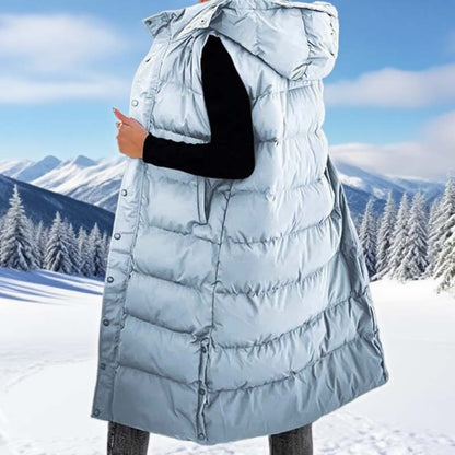 🔥HOT SALE 49% OFF🔥 Women's Long Puffer Vest | Quilted Hood & Button Closure ❄️