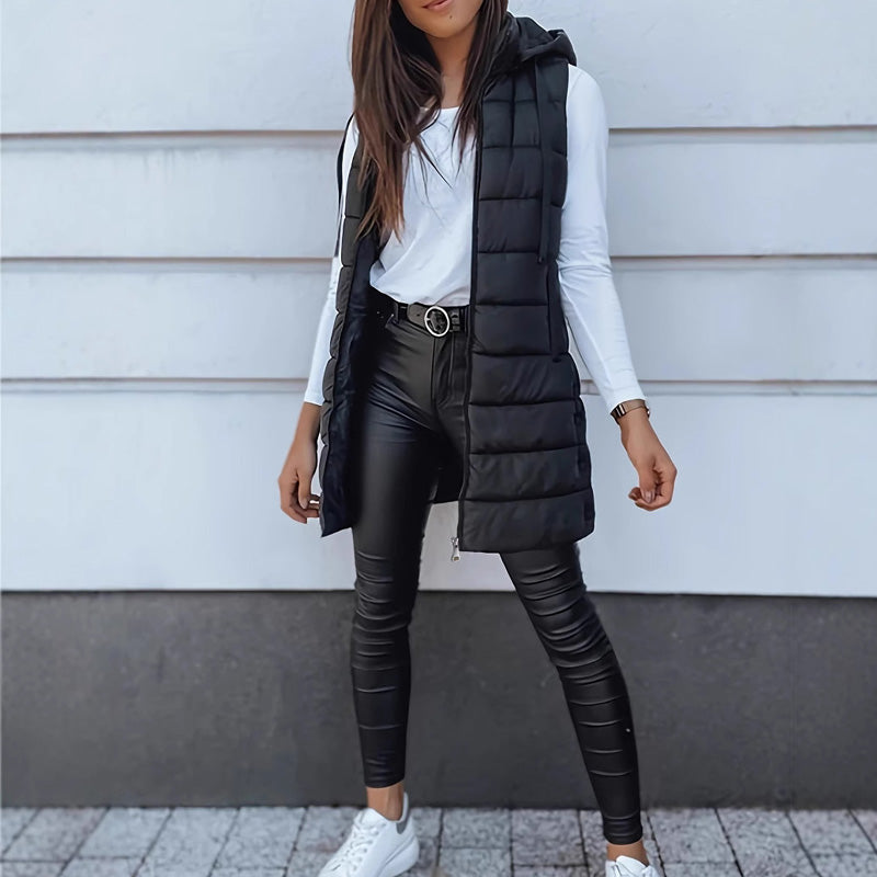 Women’s Zip-Up Long Puffer Vest
