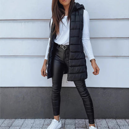 Women’s Zip-Up Long Puffer Vest