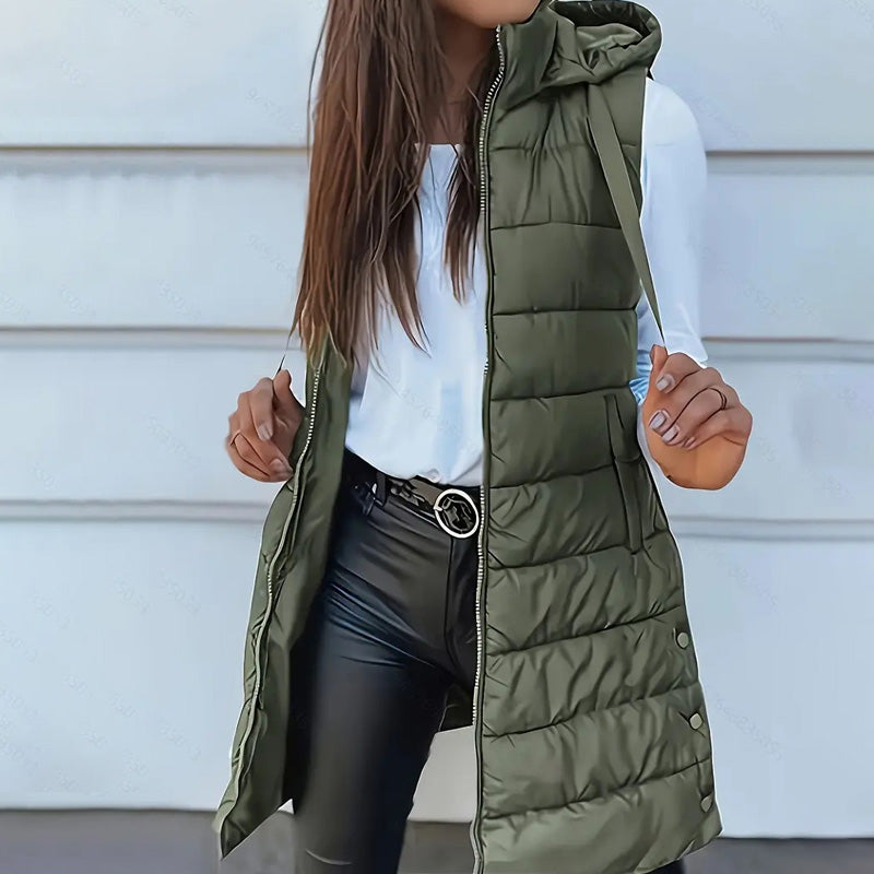 Women’s Zip-Up Long Puffer Vest