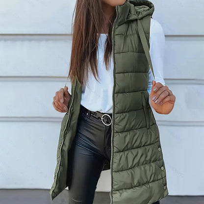 Women’s Zip-Up Long Puffer Vest