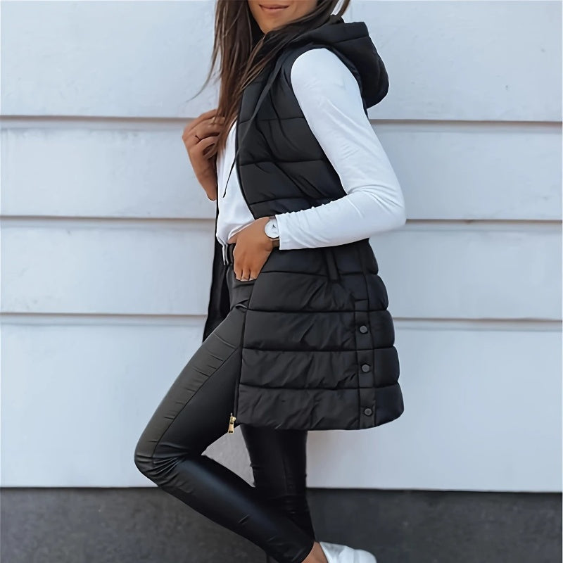 Women’s Zip-Up Long Puffer Vest