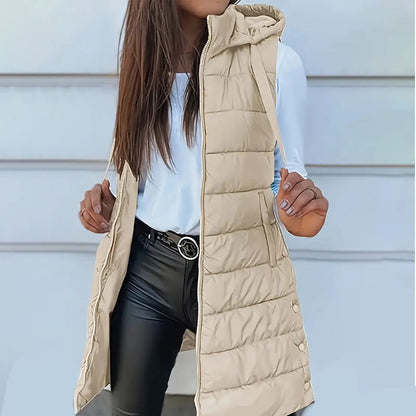 Women’s Zip-Up Long Puffer Vest