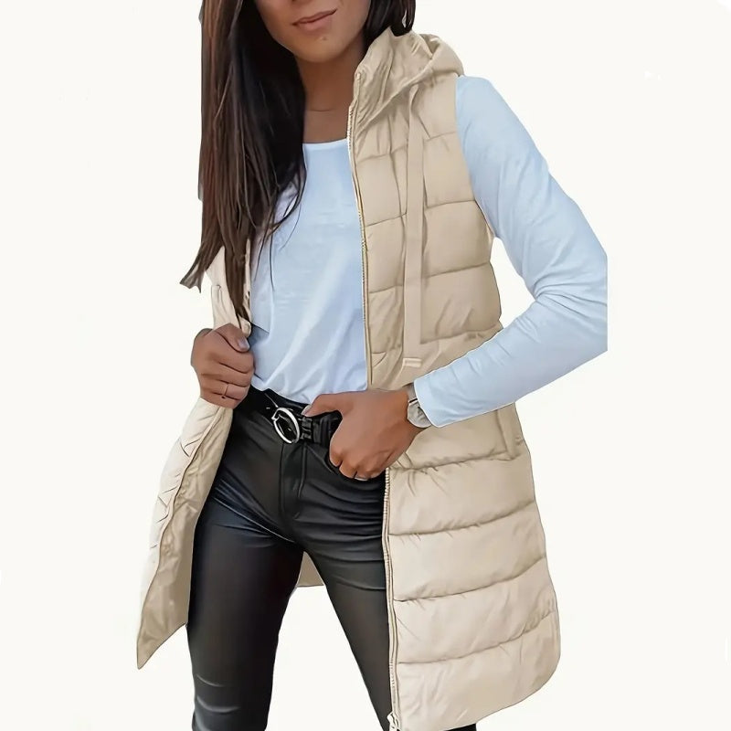 Women’s Zip-Up Long Puffer Vest