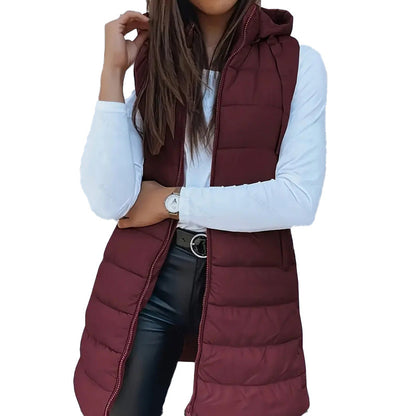 Women’s Zip-Up Long Puffer Vest
