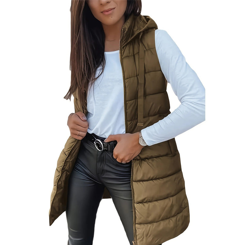 Women’s Zip-Up Long Puffer Vest