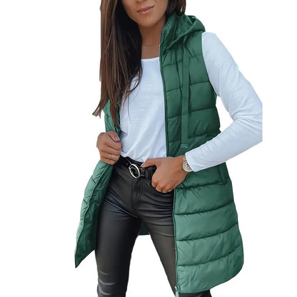 Women’s Zip-Up Long Puffer Vest