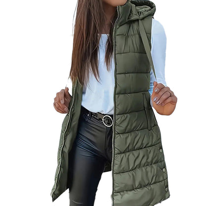 Women’s Zip-Up Long Puffer Vest