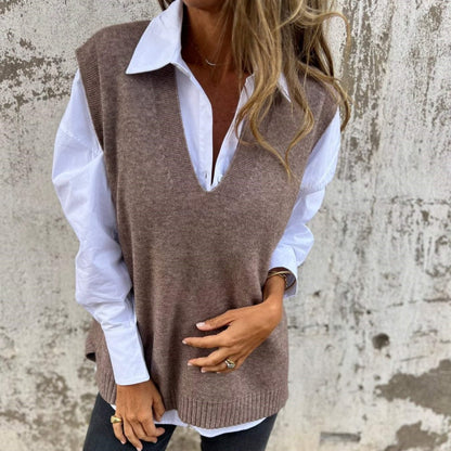 Women's Casual V-Neck Knit Sweater Vest