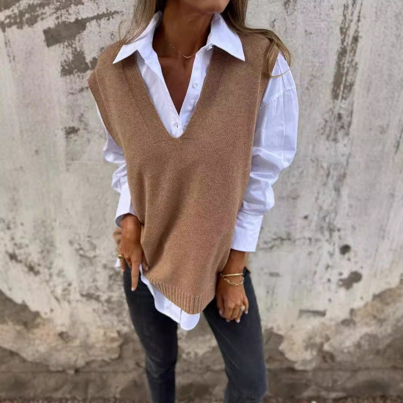 Women's Casual V-Neck Knit Sweater Vest