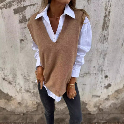 Women's Casual V-Neck Knit Sweater Vest