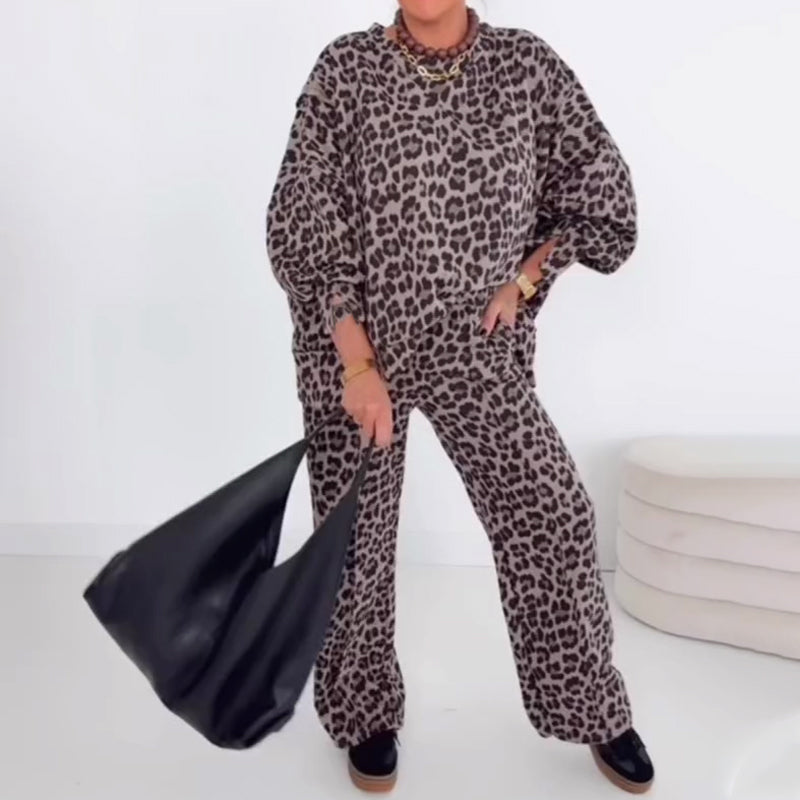 Women's Loose Leopard Print Two-Piece Set