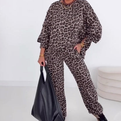 Women's Loose Leopard Print Two-Piece Set