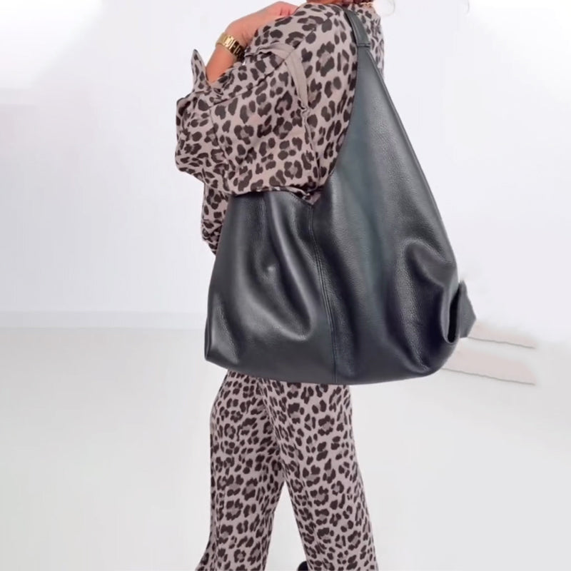 Women's Loose Leopard Print Two-Piece Set