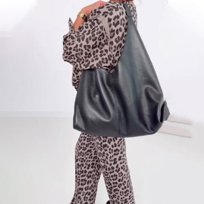 Women's Loose Leopard Print Two-Piece Set