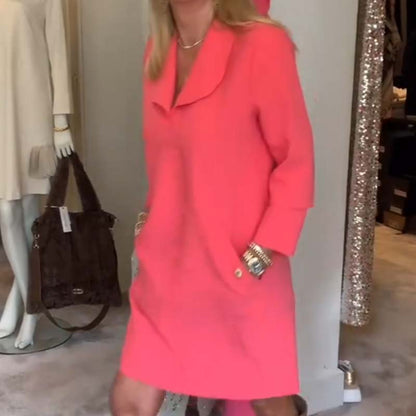 Women's Elegant Long Sleeve Dress with Pockets