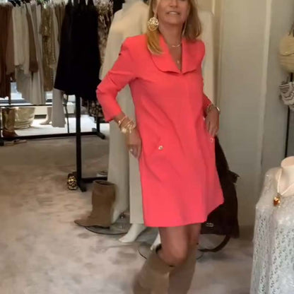 Women's Elegant Long Sleeve Dress with Pockets