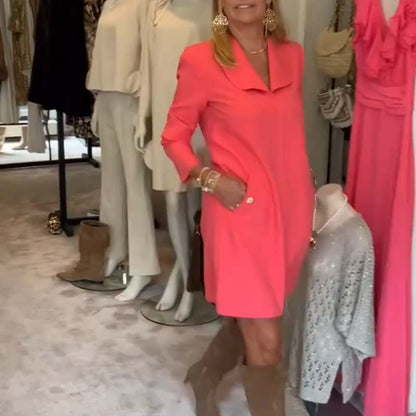 Women's Elegant Long Sleeve Dress with Pockets