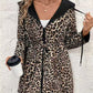 Hooded double-faced leopard print coat