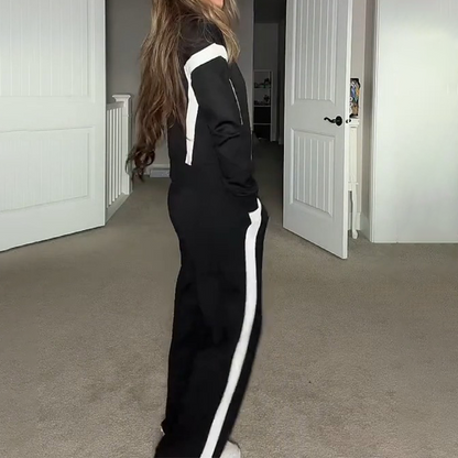 Stylish Jacket & Wide Leg Pants 2-Piece Set