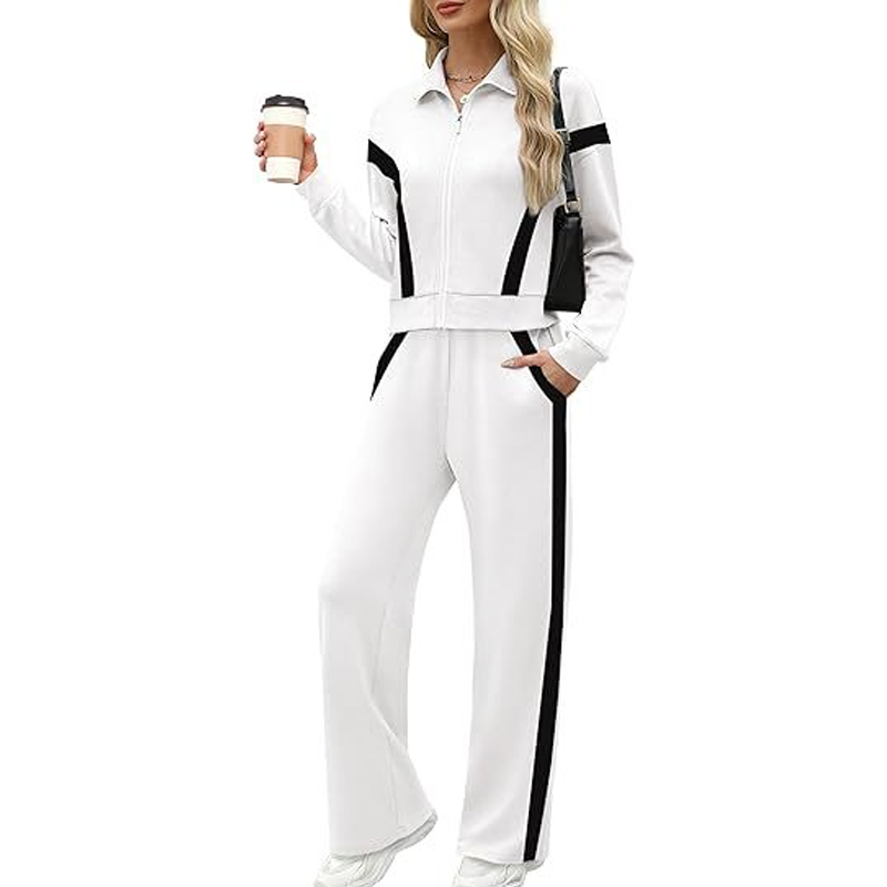 Stylish Jacket & Wide Leg Pants 2-Piece Set