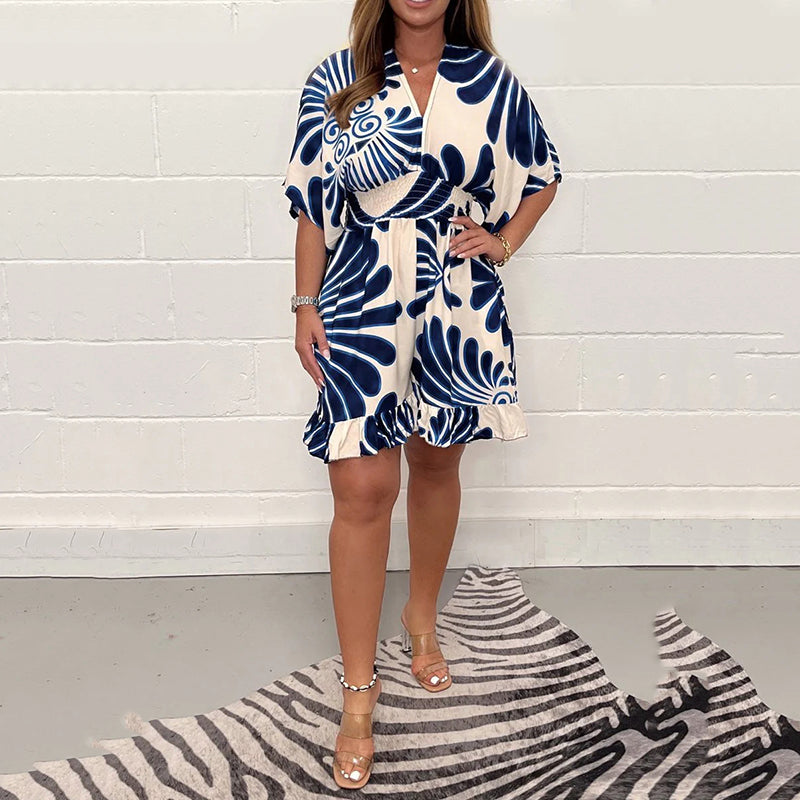 🔥 New Bestsellers🔥Women's Plant Printed Casual Short Jumpsuit