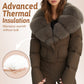 Women's Short-Length Fashionable Warm Fur-Collared Jacket（Icelandic white duck down）