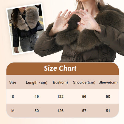 Women's Short-Length Fashionable Warm Fur-Collared Jacket（Icelandic white duck down）