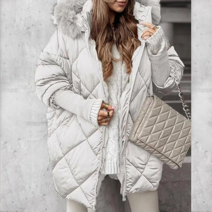 🧥 60% OFF! ❄️ Women’s Fashion Mid-length Parka – Knit Sleeve Patchwork, Stylish & Warm for Cold Days ✨
