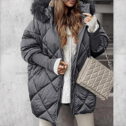 🧥 60% OFF! ❄️ Women’s Fashion Mid-length Parka – Knit Sleeve Patchwork, Stylish & Warm for Cold Days ✨