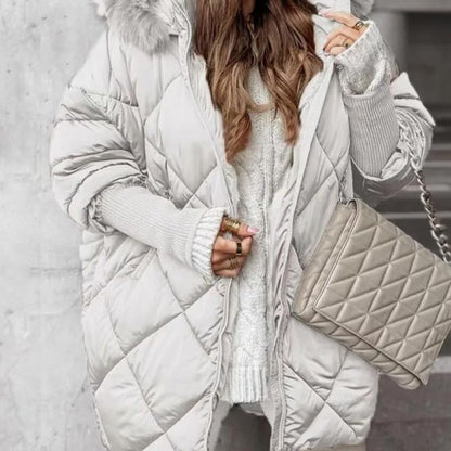 🧥 60% OFF! ❄️ Women’s Fashion Mid-length Parka – Knit Sleeve Patchwork, Stylish & Warm for Cold Days ✨